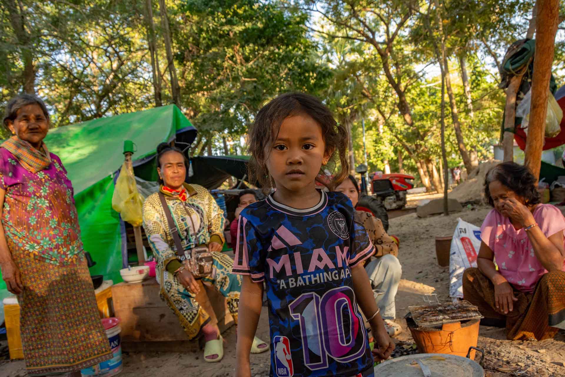 Internally displaced people from the Thai-Cambodia border conflict staying at Wat Athvea Temple, Kakrgnagn village, Siem Reap Province.